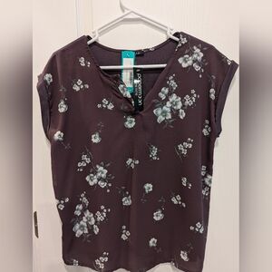 Papermoon Petite Small Purple Reece Mixed Material Top